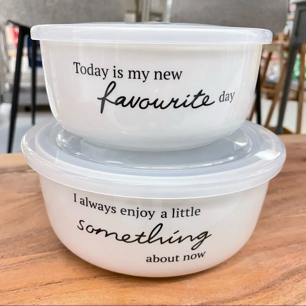 NWT Disney 2 Pc Winnie the Pooh Ceramic White Vented Food container 2 Pieces Set